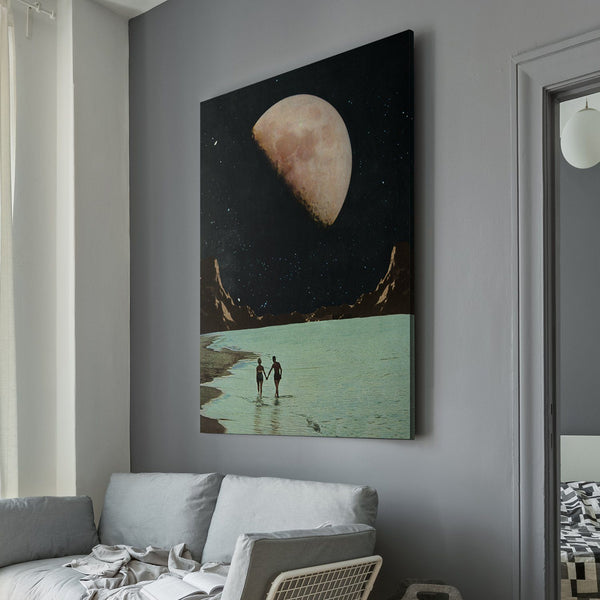 Hand in Hand Romantic moon view living room wall art