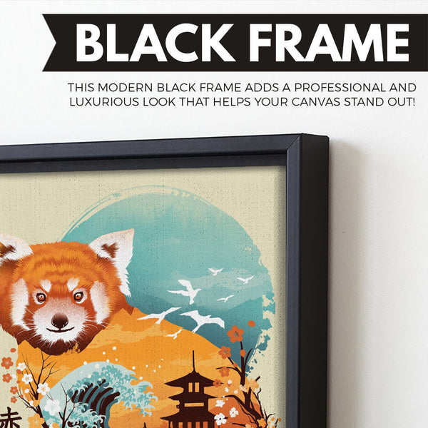 Ukiyo e Red Panda wall art black frame