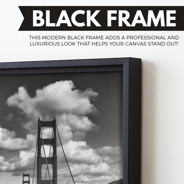San Francisco Monochrome Golden Gate Bridge  wall art floating frame