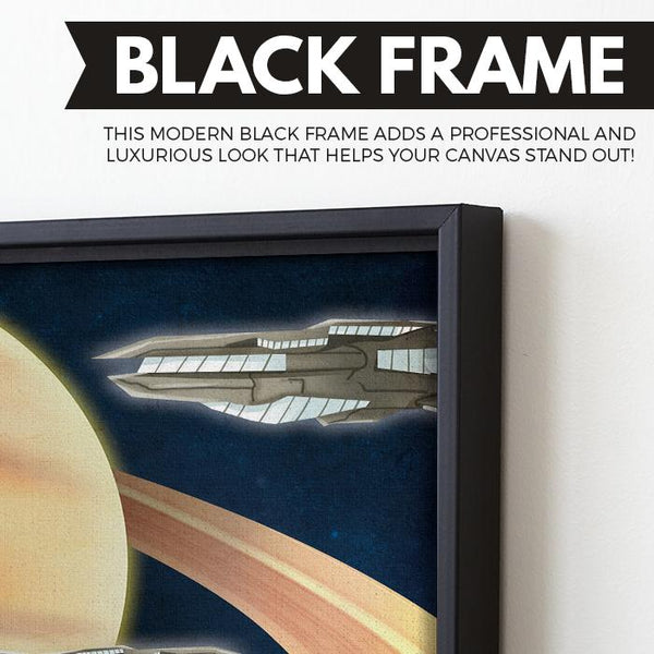 Saturn - Futuristic Planet Series wall art black frame