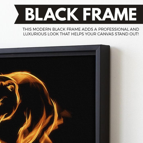 Flaming Bear wall art black frame