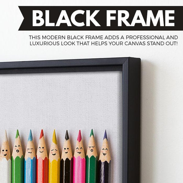 Happy Pencils wall art black floating frame