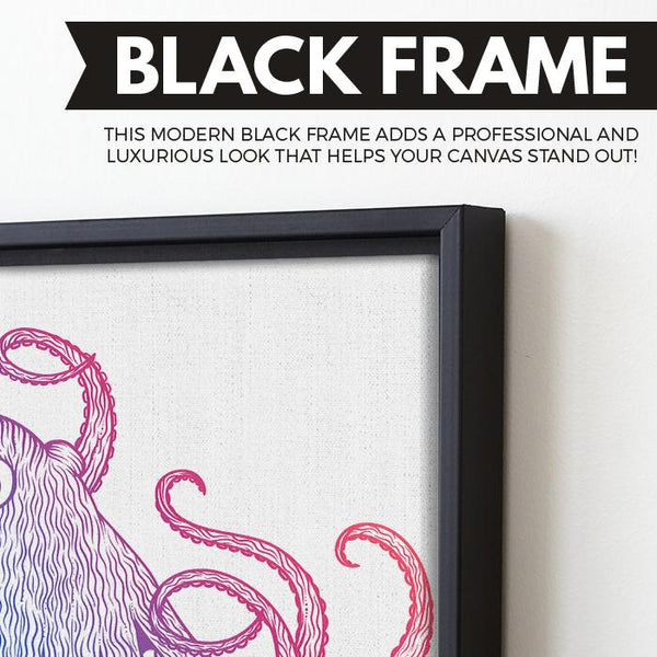 watercolor octopus wall art black frame