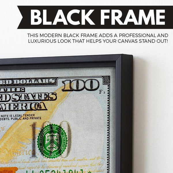 Big Benjamin 100 Dollar Bill wall art black frame