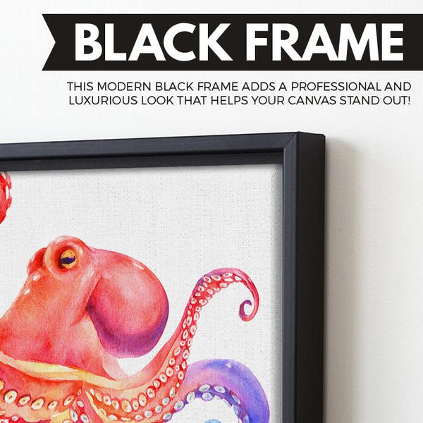 Watercolor Octopus wall art black frame