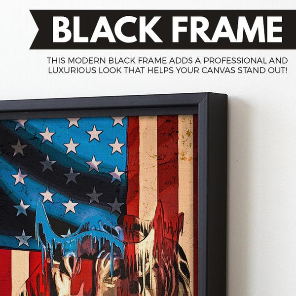 American Bull wall art black frame