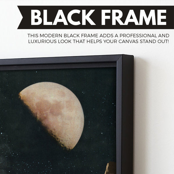 Hand in Hand Romantic moon view wall art floating frame