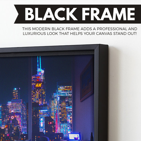 High Rise City Lights Canvas Print wall art floating frame