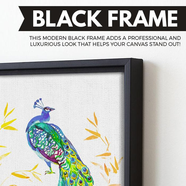 peacock painting wall art floating frame