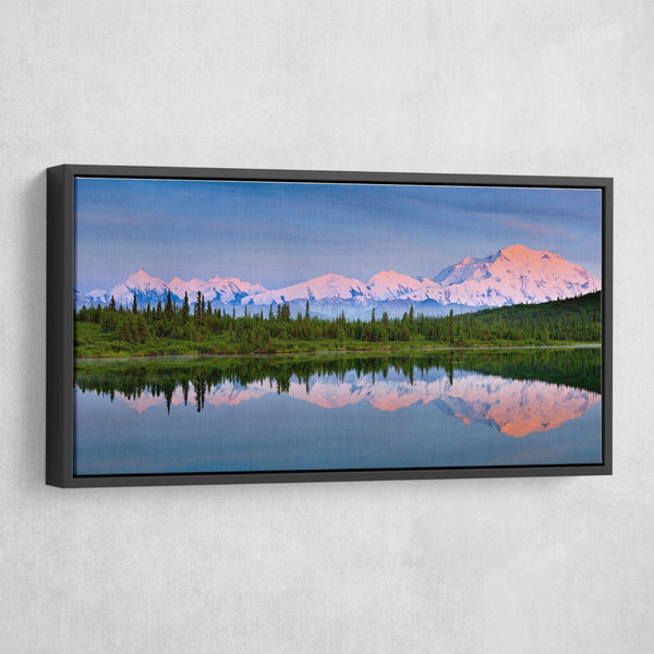 Mount McKinley reflectin in Wonder Lake at Denaki national Park Alaska wall art black frame