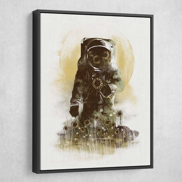 Astronaut in Mars walercolor wall art painting black frame
