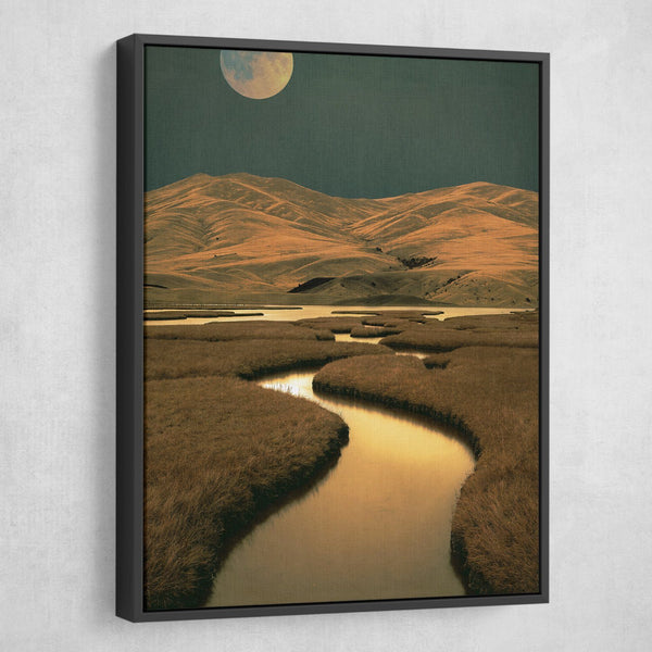 Aaron the Humble - River Of Gold wall art black frame