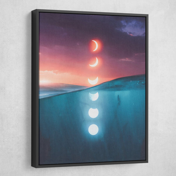 Moon phases wall art black frame