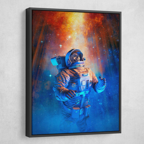Skeleton Astronaut art black frame
