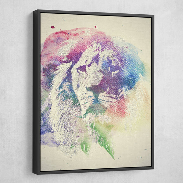 watercolor lion wall art black frame