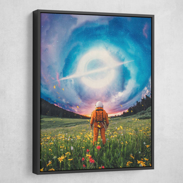 Space Distortion Astronaut surrealism Canvas Print wall art black frame