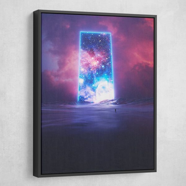 Through The Storm Surrealism Portal to the Universe Canvas Print wall art black frame