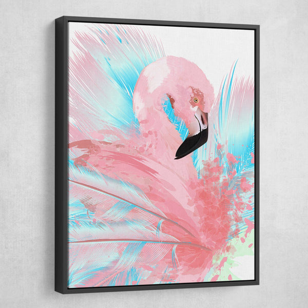 Watercolor Flamingo wall art black frame