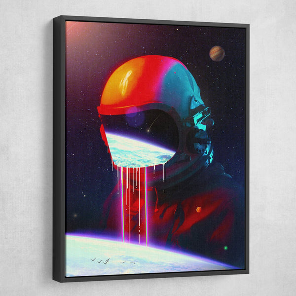 astronaut painting wall art black frame