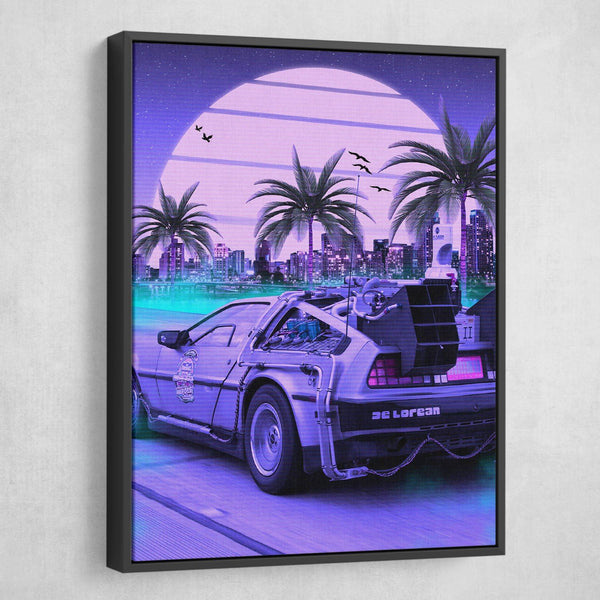 Delorean Back to the Future Canvas Print wall art black frame