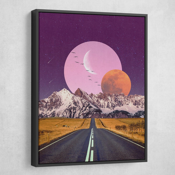 Aaron the Humble - Pink Moon wall art black frame