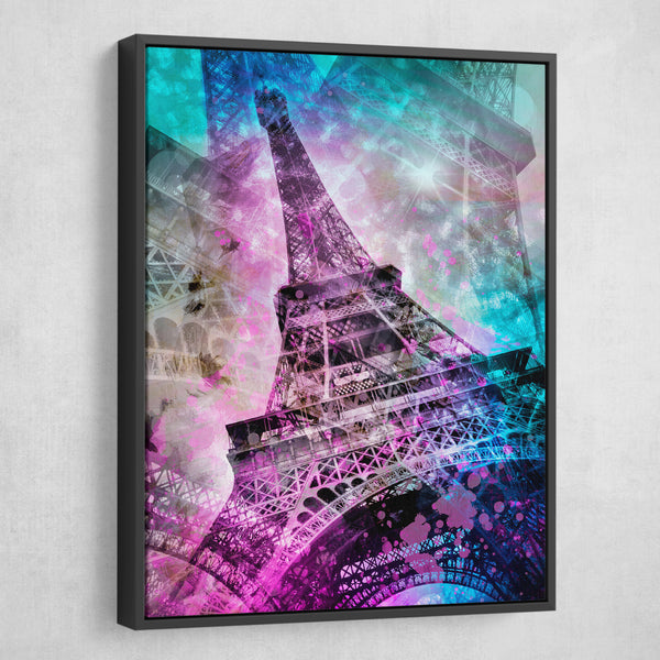 Pop Art Eiffel Tower wall art black frame