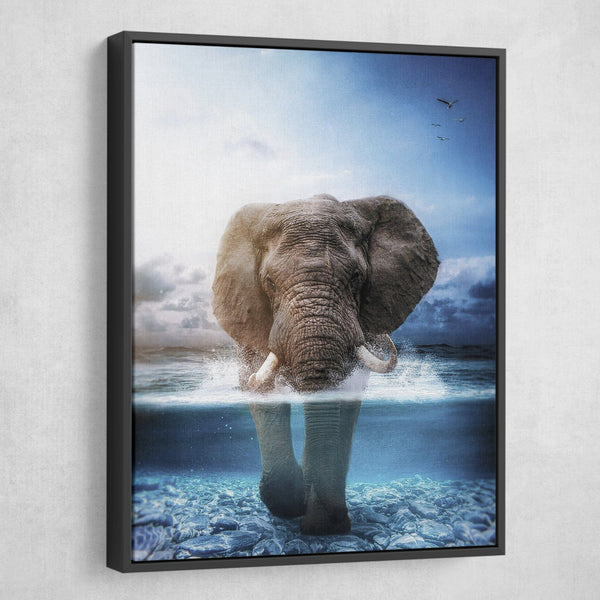 Mickael Riguard - Elephant in the Sea wall art black frame