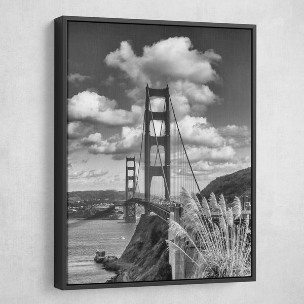San Francisco Monochrome Golden Gate Bridge  wall art black frame