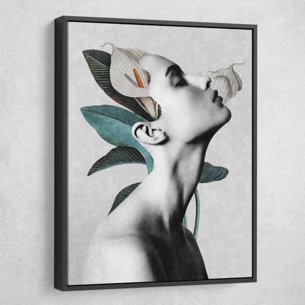 Beauty And Lilies Canvas Print wall art black frame