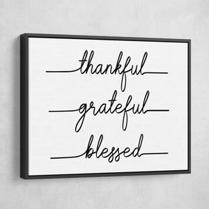 Grateful Thankful Blessed art black frame