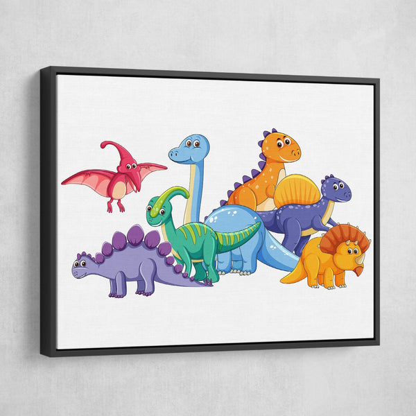 Cute Dinosaurs art black frame