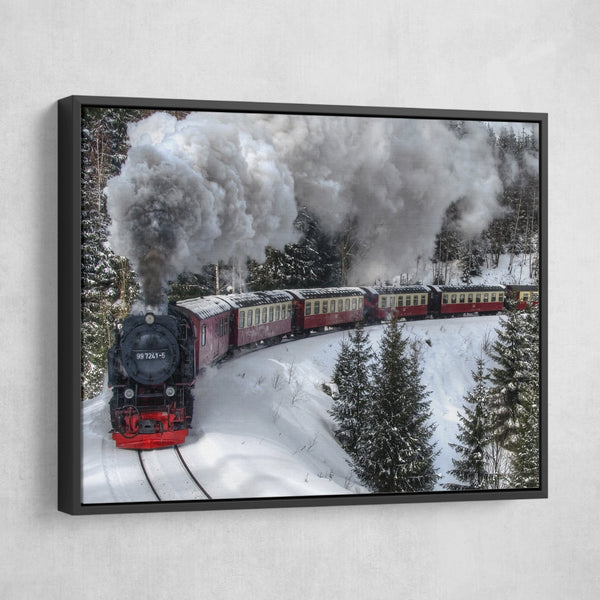 Old Locomotive Train Canvas Print wall art black frame