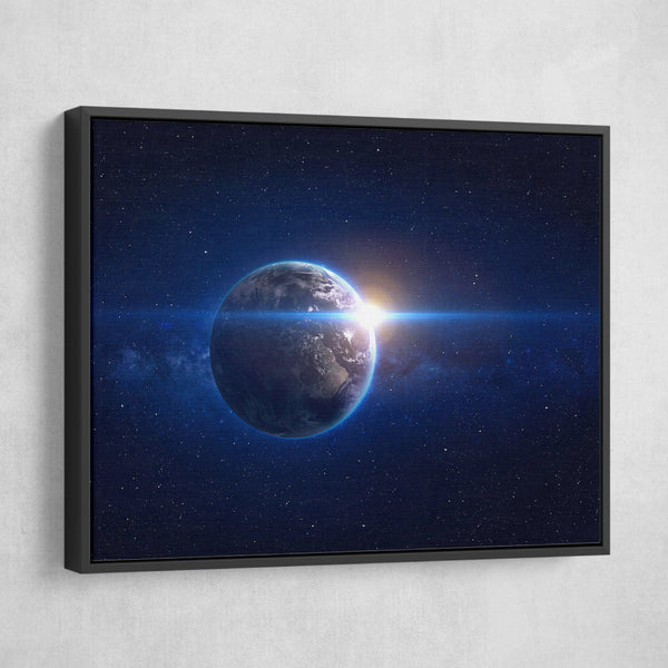 Planet earth wall art black frame