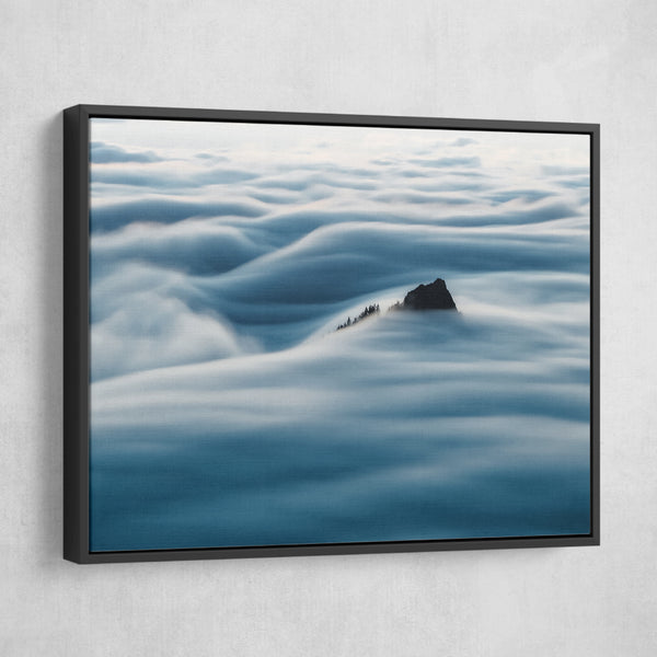 Mountain Waves Canvas Print wall art black frame