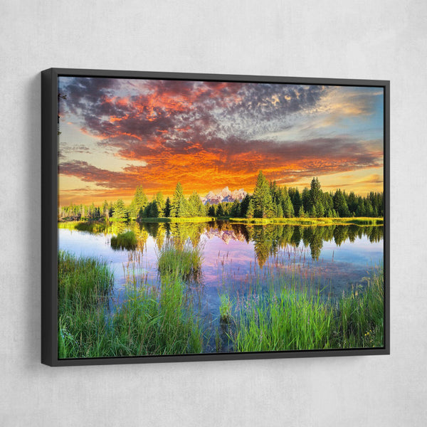 Snake River and Tetons in Wyoming wall art black frame