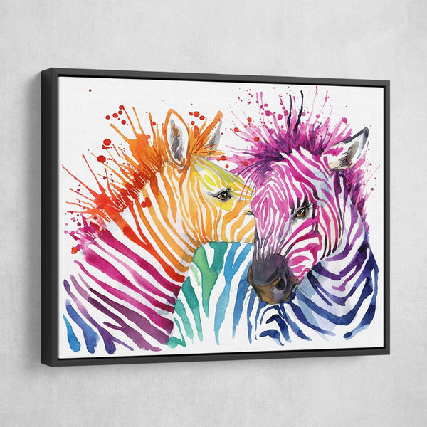 abstract watercolor zebra wall art black frame