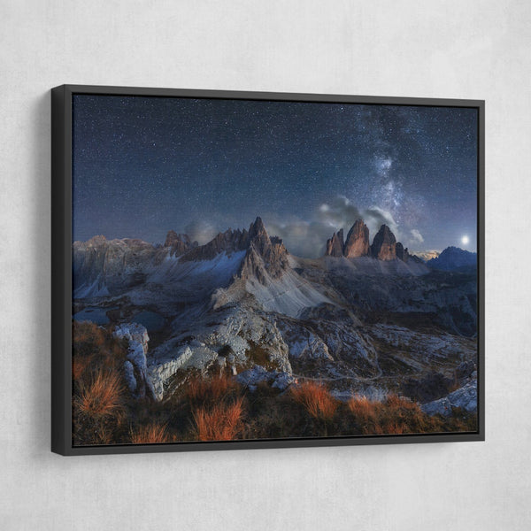 Tre Cime di Lavaredo, Dolomites canvas wall art black frame