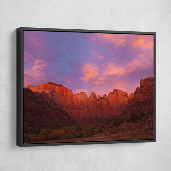 Towers of Virgin - Zion Canyon National Park black frame wall art