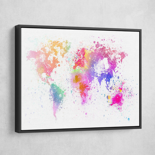 watercolor splash world map wall art
