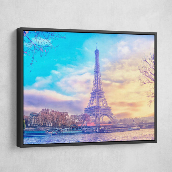Romantic Eiffel Tower wall art black frame