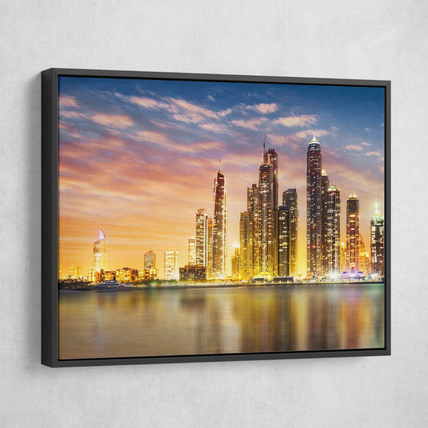 Dubai Marina Skyline wall art black frame