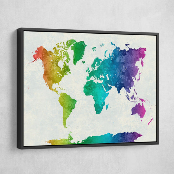 colorful world map wall art