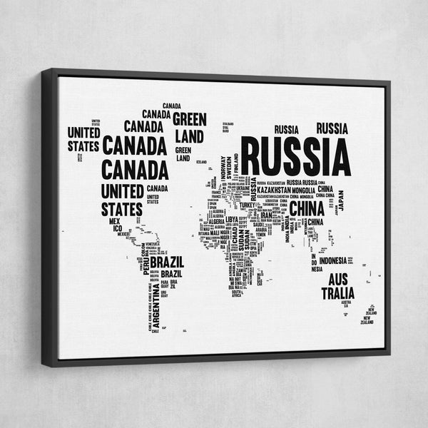 word map Typography World Map wall art