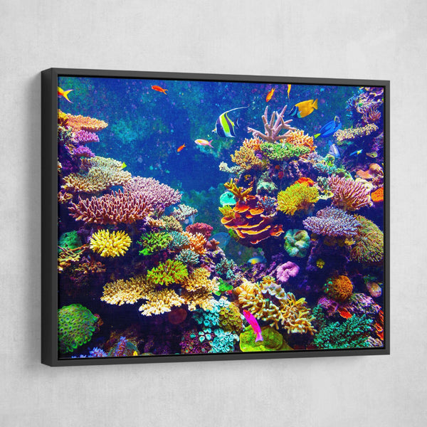 Coral Reef wall art black floating frame