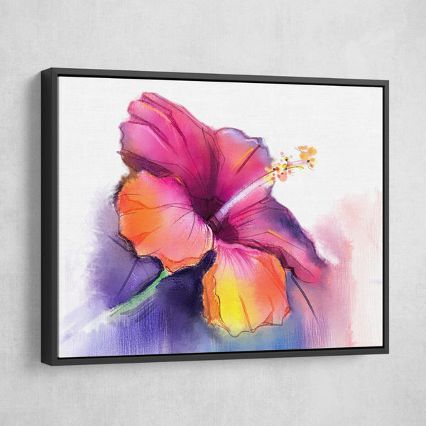 Abstract Hibiscus wall art black frame