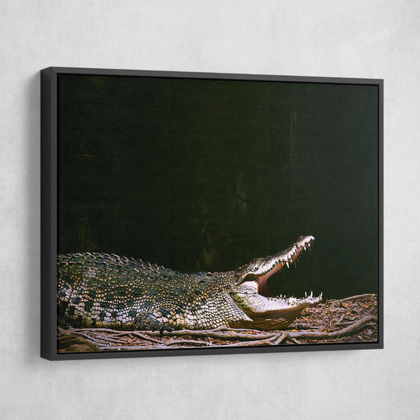 Crocodile wall art in black frame