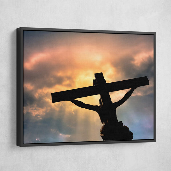 Jesus Christ's Sacrifice wall art black floating frame
