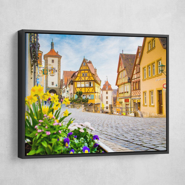 Medieval Town of Rothenburg wall art black frame
