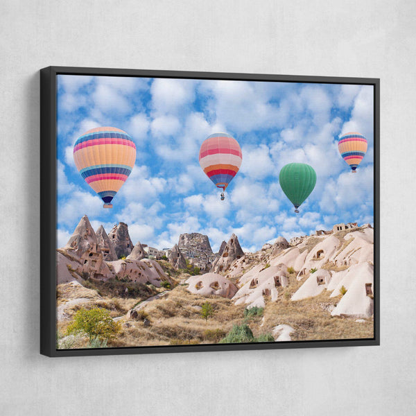 Hot air balloon wall art black frame