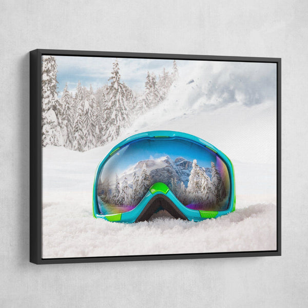 snow goggles wall art black frame